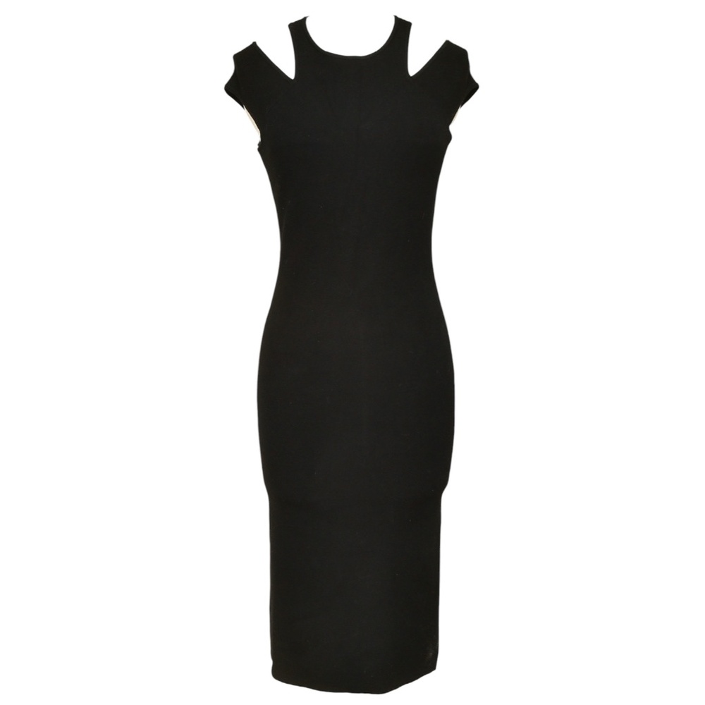 MICHAEL KORS Collection Dress Midi Black Bodycon Crew Neck Sleeveless Zipper S